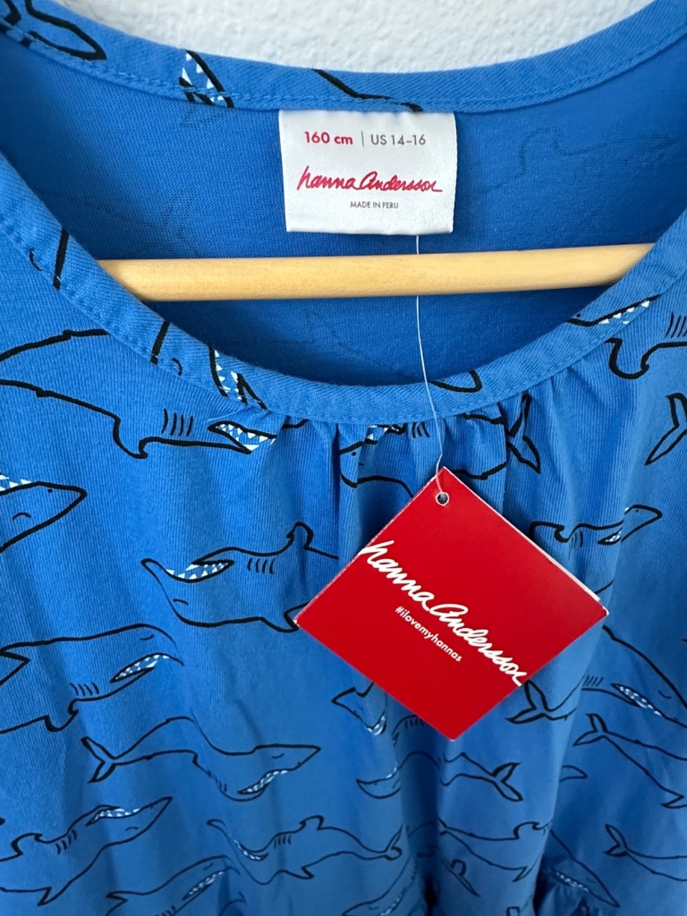 Hanna Andersson Blue Shark Sleeveless Pocket Play Dress 160 US 14-16 100% Cotton